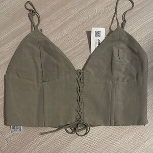 Zara Khaki Lace-Up Bralette